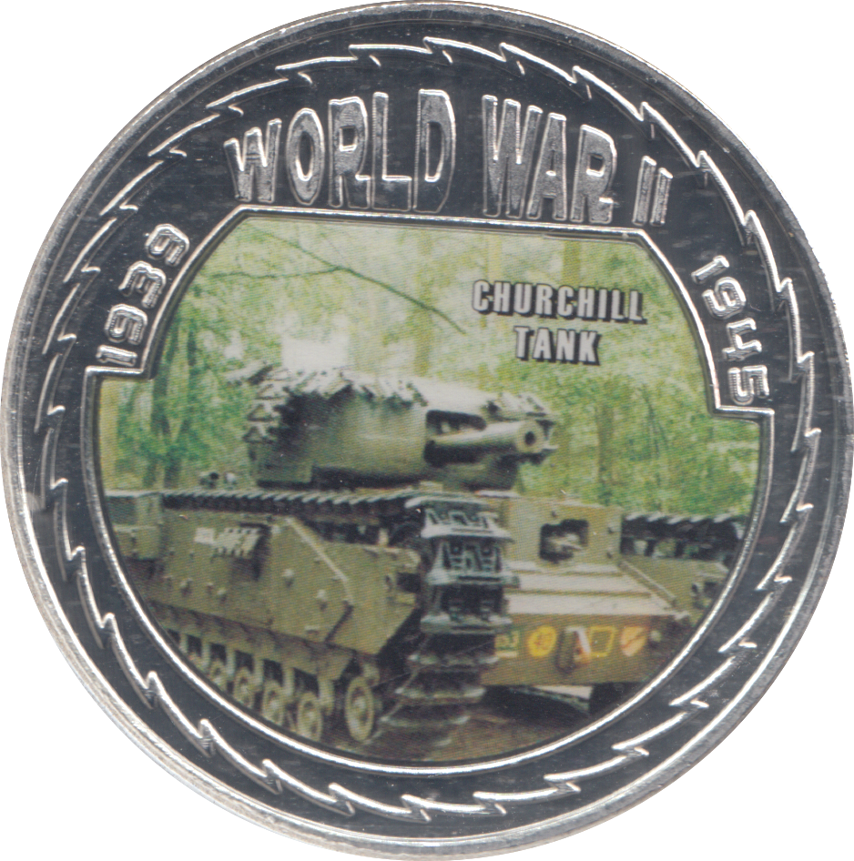 2019 SILVER PLATED WORLD WAR II COMMEMORATIVE COIN CHURCHILL TANK