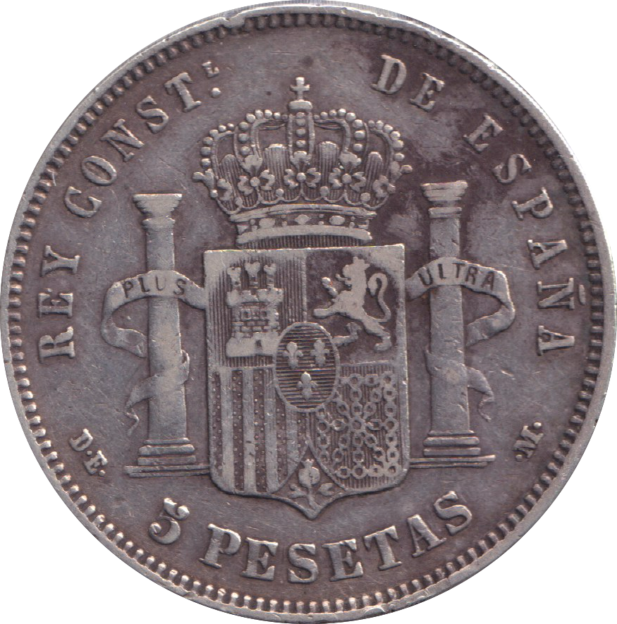 1878 SILVER 5 PESETAS SPAIN