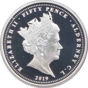 2019 SILVER ALDERNEY D DAY 75TH ANNIVERSARY 50P ( PROOF ) SWORD