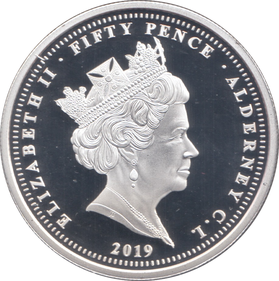 2019 SILVER ALDERNEY D DAY 75TH ANNIVERSARY 50P ( PROOF ) SWORD