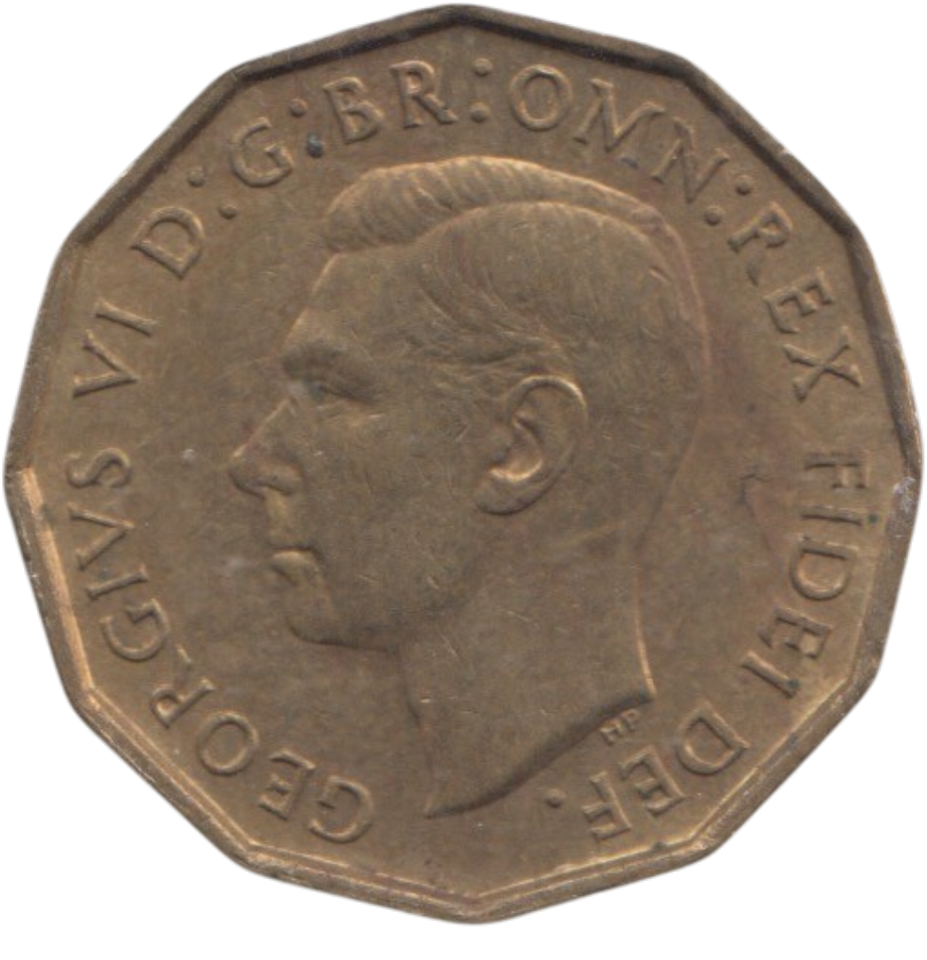 1950 BRASS THREEPENCE ( AUNC ) REF 6