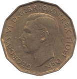1950 BRASS THREEPENCE ( AUNC ) REF 6
