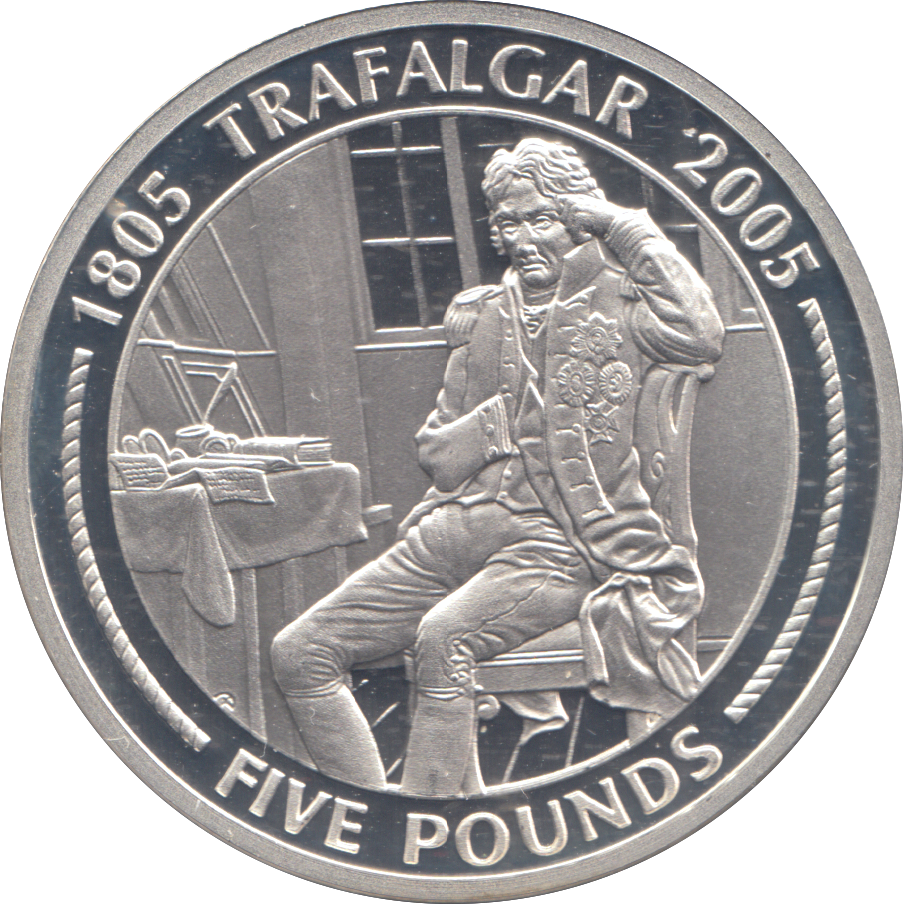 2005 SILVER PROOF TRAFALGAR FIVE POUNDS GIBRALTAR
