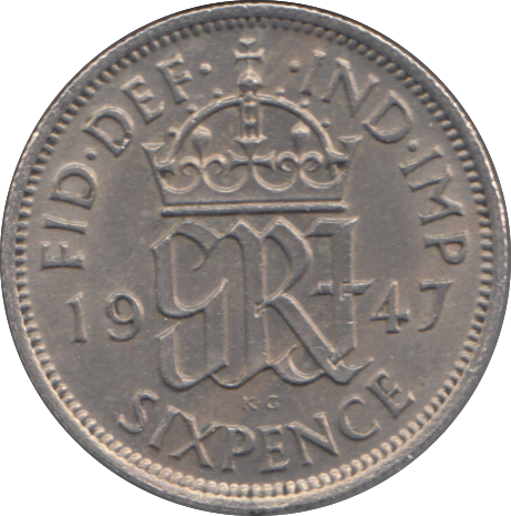 1947 SIXPENCE ( EF )