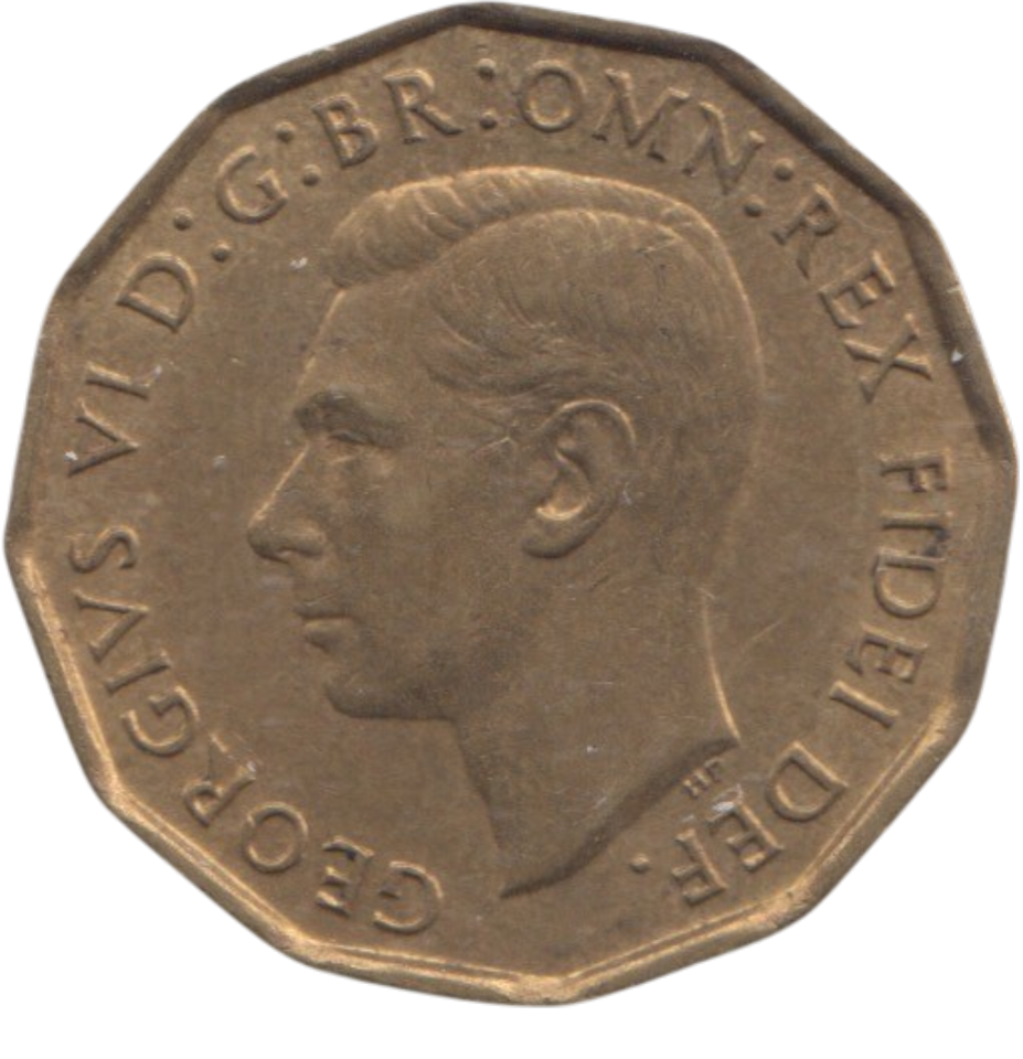 1950 BRASS THREEPENCE ( AUNC ) REF 4