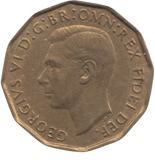 1950 BRASS THREEPENCE ( AUNC ) REF 4