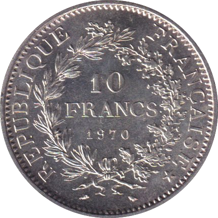 1970 SILVER 10 FRANCS FRANCE