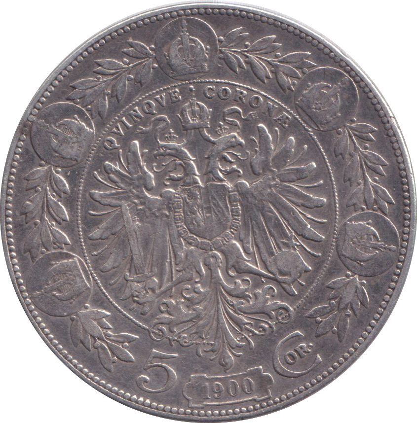 1900 SILVER 5 CORONA AUSTRIA