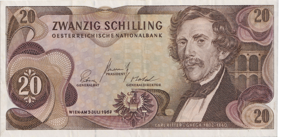 1967 AUSTRIA 20 SCHILLING BANKNOTE REF-1716