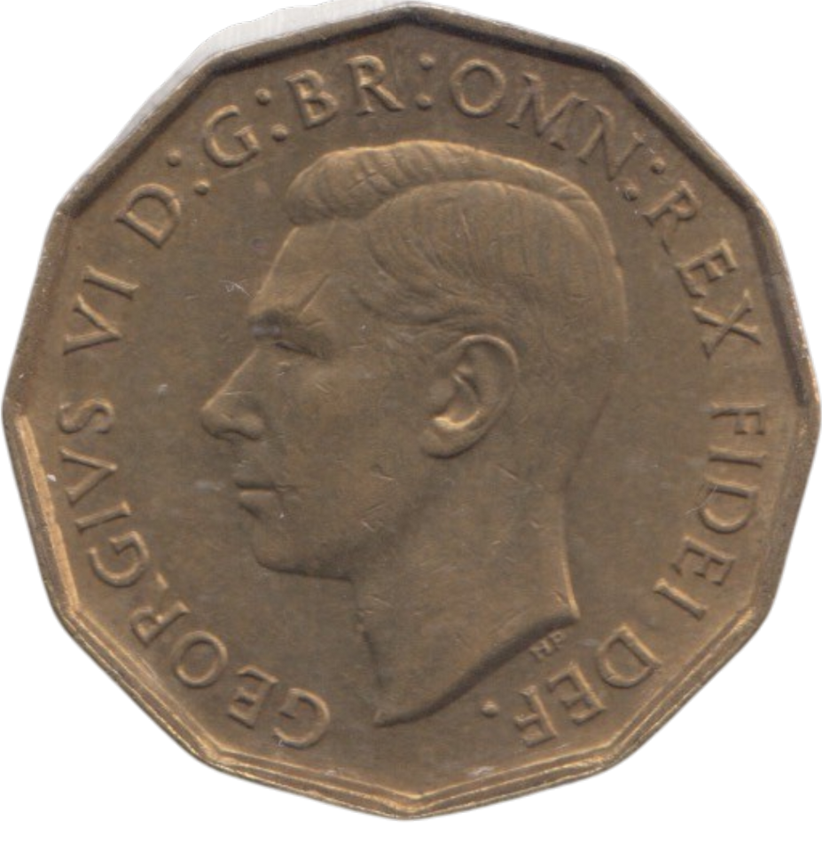 1950 BRASS THREEPENCE ( AUNC ) REF 3