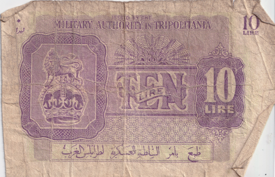 1943 TRIPOLITANIA 10 LIRE BANKNOTE REF-1696