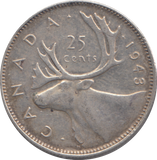 1943 CANADA SILVER 25 CENT