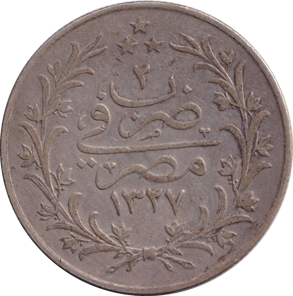 1913 SILVER 20 QIRSH EGYPT
