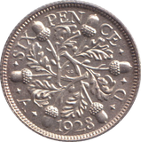 1928 SIXPENCE ( BU )