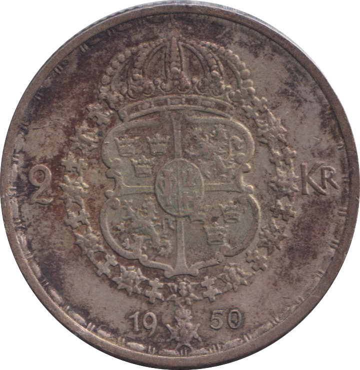 1950 SILVER 2 KRONOR SWEDEN