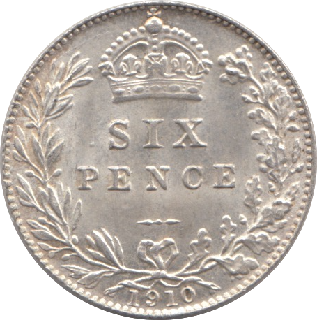 1910 SIXPENCE ( UNC )