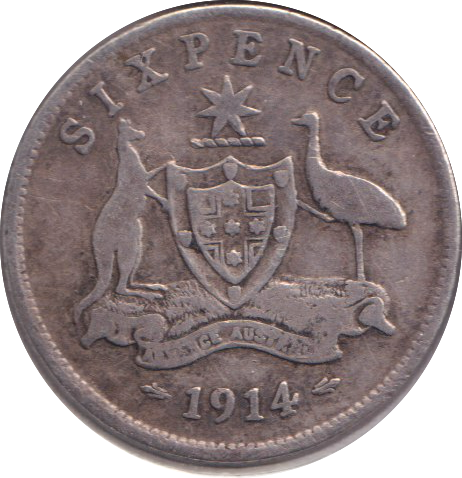 1914 SILVER SIXPENCE AUSTRALIA
