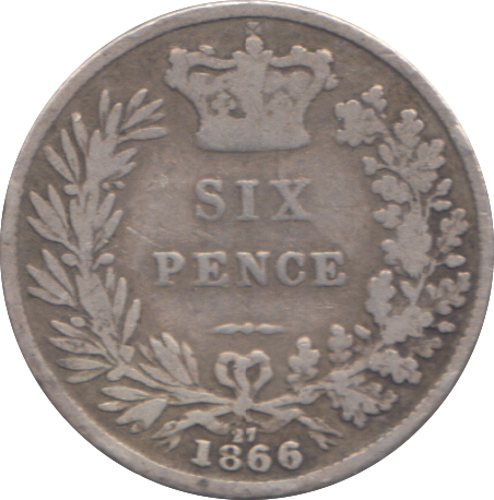 1866 SIXPENCE ( FINE )