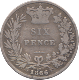 1866 SIXPENCE ( FINE )