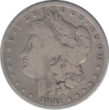 1881 SILVER ONE MORGAN DOLLAR USA