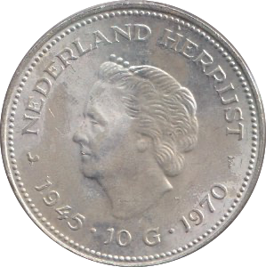 1970 SILVER NETHERLANDS 10 GULDEN