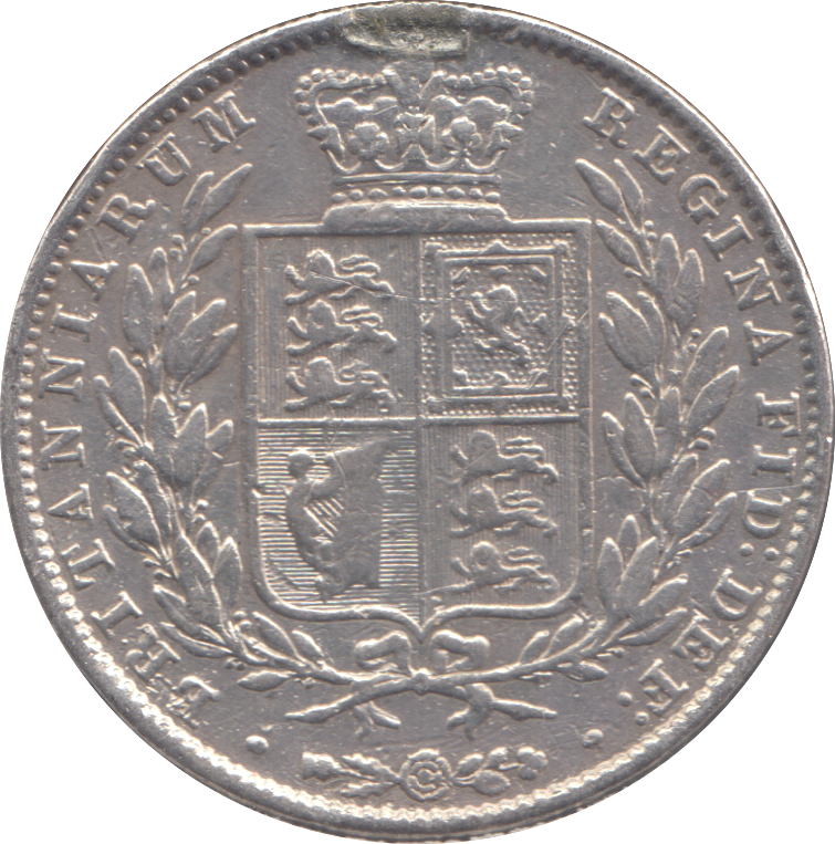 1846 HALFCROWN EX MOUNT( GF )