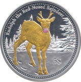2014 SILVER PROOF RUDOLPH 5 DOLLARS CHRISTMAS ISLAND