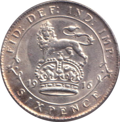 1916 SIXPENCE ( AUNC )