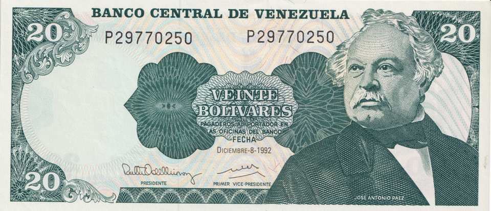 1992 VENEZUELA 20 BOLIVARES BANKNOTE REF-1680