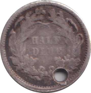 1870 SILVER HOLED HALF DIME USA