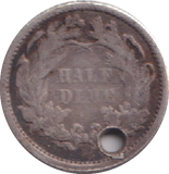 1870 SILVER HOLED HALF DIME USA
