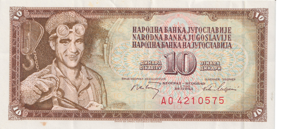 1968 YUGOSLAVIA 10 DINARA BANKNOTE REF-1707