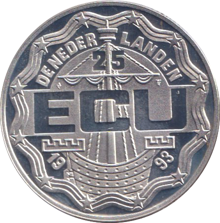1993 SILVER 25 ECU NETHERLANDS