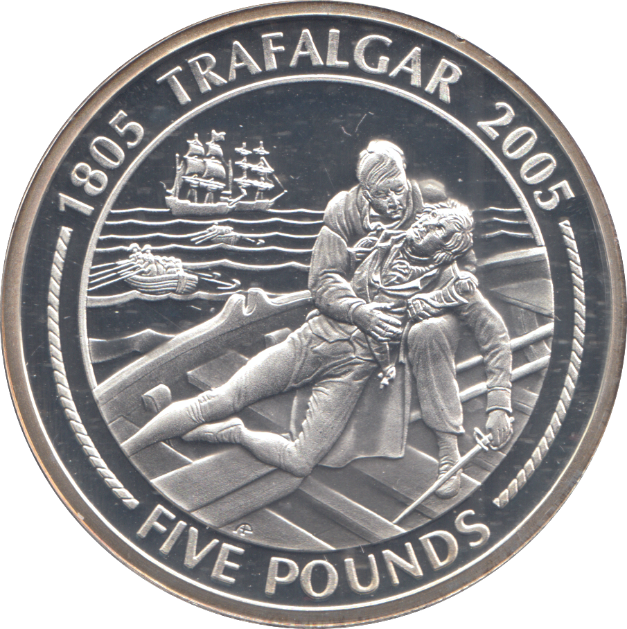 2005 SILVER PROOF TRAFALGAR FIVE POUNDS GIBRALTAR