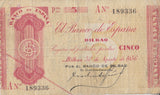 1936 5 PESTAS BANKNOTE SPAIN REF-1625