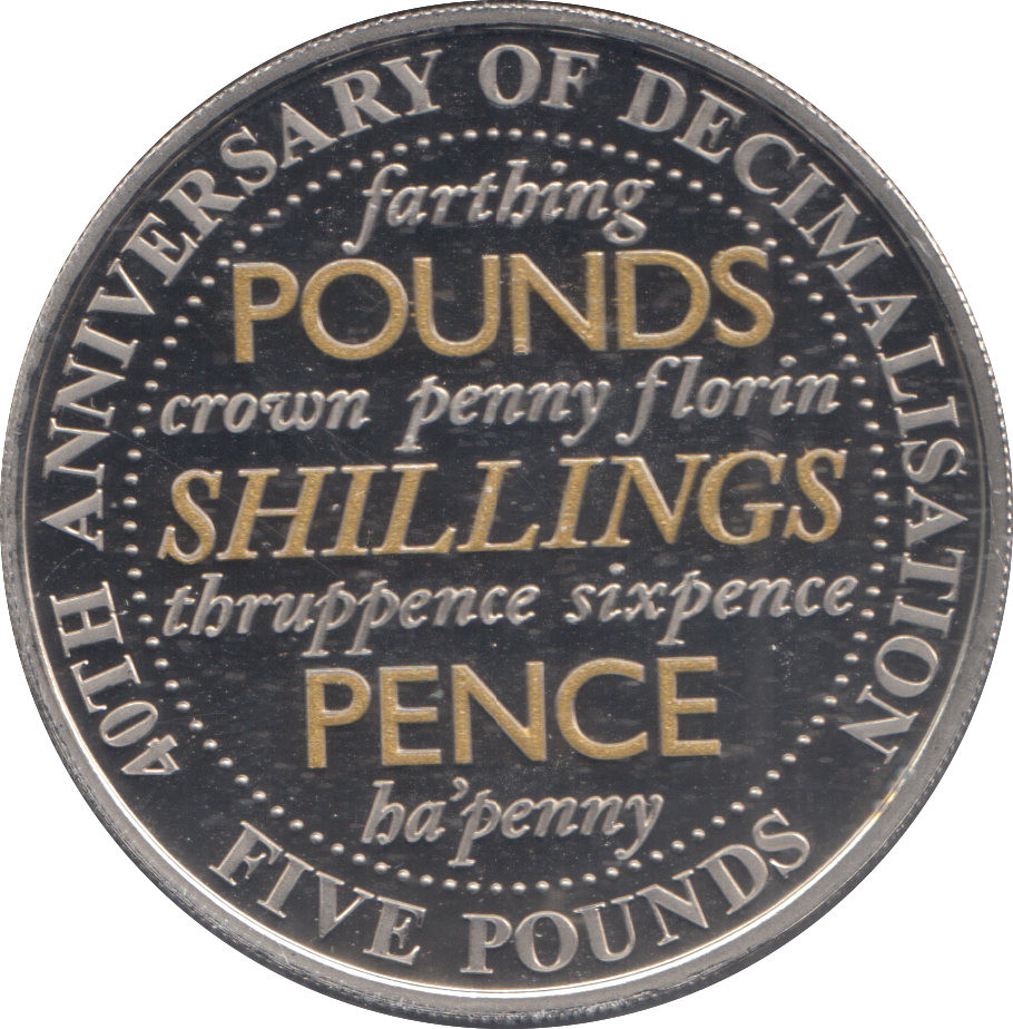 2011 FIVE POUNDS 40TH ANNIVERSARY OF DECIMALISATION ( PROOF )
