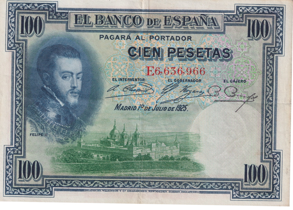 1925 100 PESTAS SPAIN BANKNOTE REF-1860