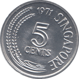 1971  5 CENTS SINGAPORE