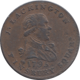 1795 LONDON LACKINGTON ALLEN HALFPENNY TOKEN