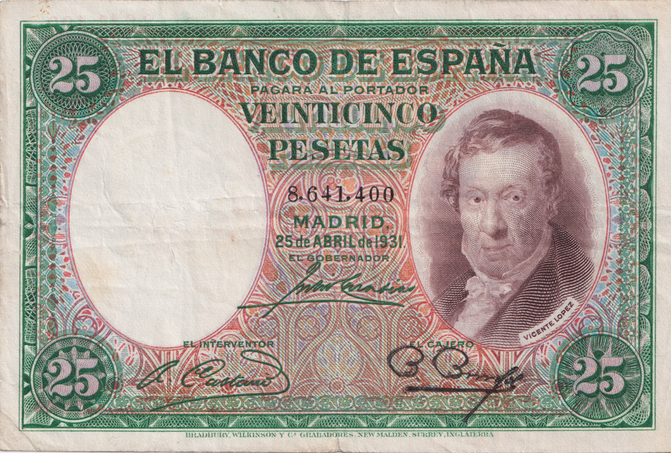 1931 25 PESTAS BANKNOTE SPAIN REF-1654