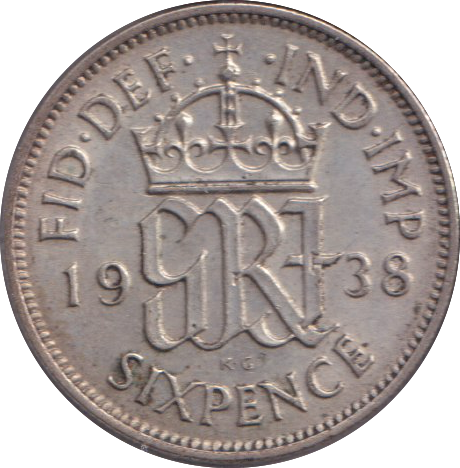 1938 SIXPENCE ( UNC )