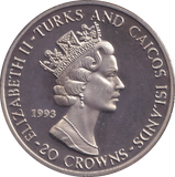 1993 SILVER PROOF 20 CROWN ELIZABETH II 40TH ANNIVERSARY OF ACCESSION