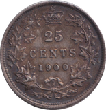 1900 SILVER 25 CENT CANADA