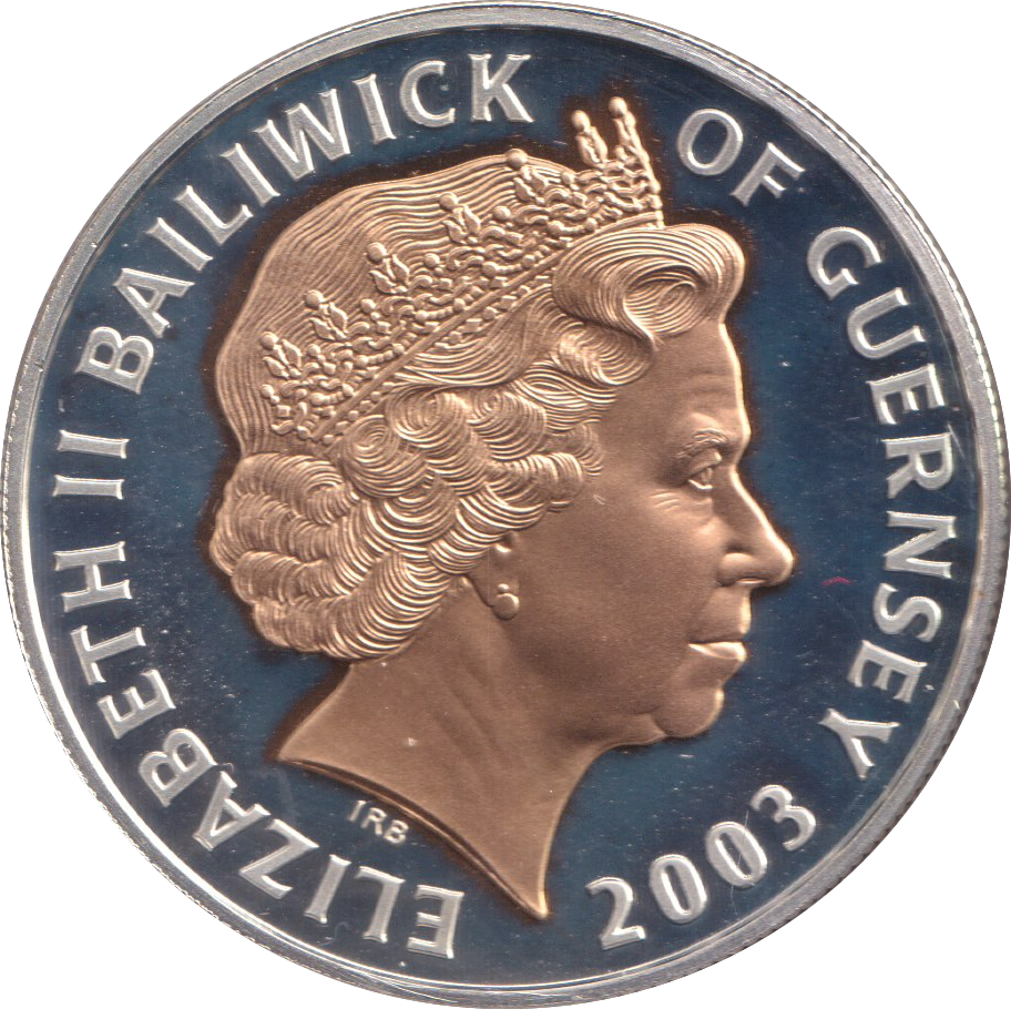 2003 SILVER PROOF FIVE POUNDS GUERNSEY