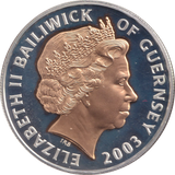 2003 SILVER PROOF FIVE POUNDS GUERNSEY