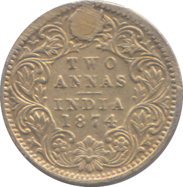 1874 INDIA TWO ANNA