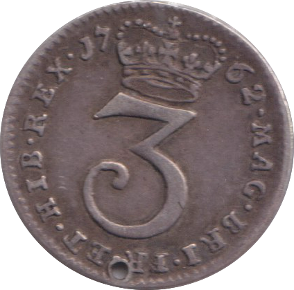 1762 MAUNDY THREEPENCE ( VF ) HOLED