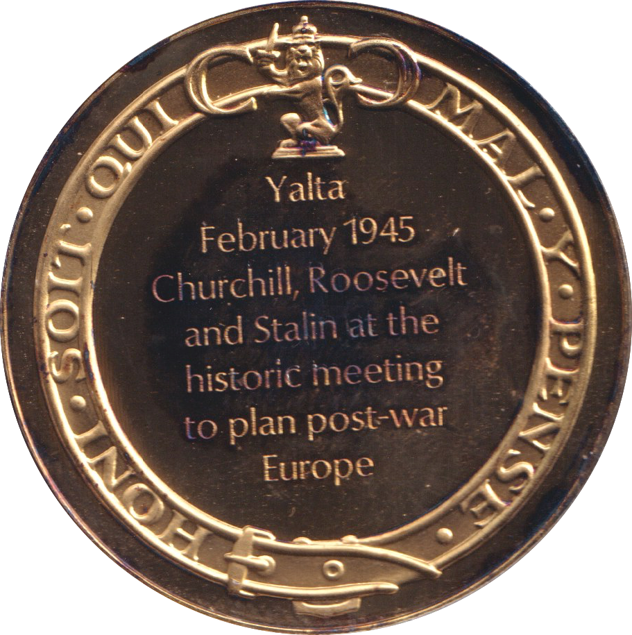 1974 SILVER GOLD PLATED WINSTON CHURCHILL YALTA MEETING MEDALLION