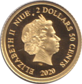 2020 GOLD TWO DOLLARS & FIFTY CENTS OSTRICH ( PROOF ) NIUE