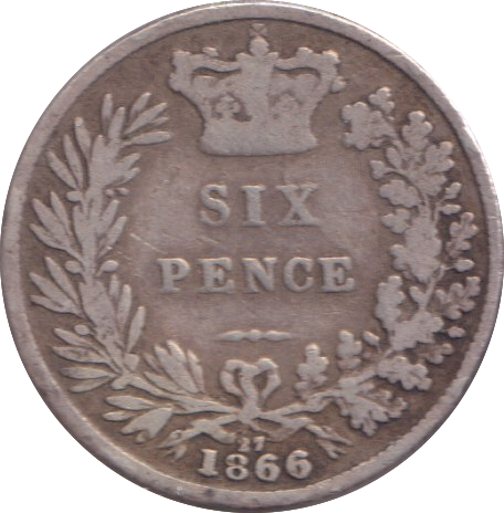 1866 SIXPENCE ( FINE )